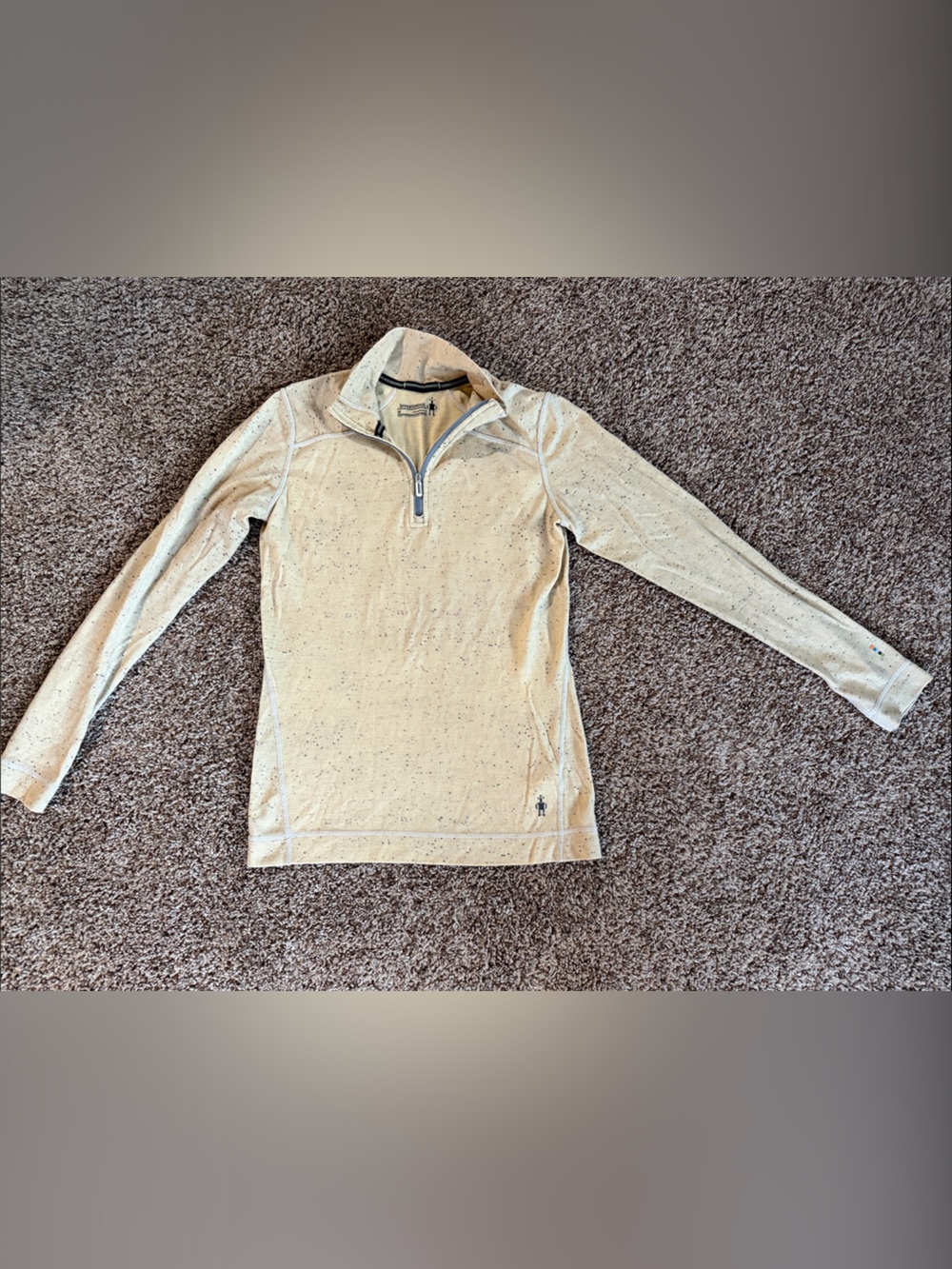 Smartwool Women's Cream Speckled Half-Zip Long Sleeve Top